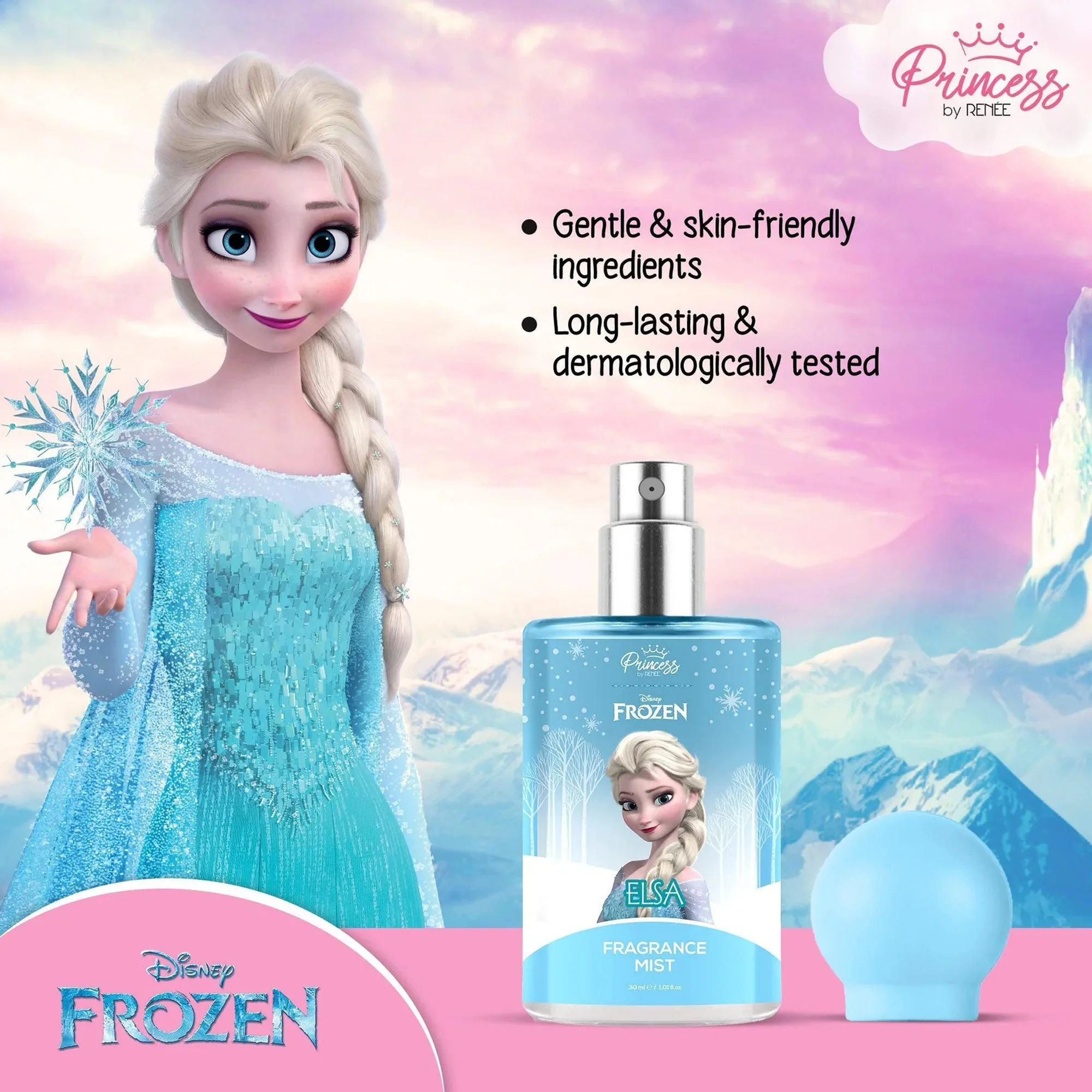 Cloudshine Lip Gloss & Disney Frozen Elsa Fragrance Mist Combo For Preteens, By Princess By RENEE - Image 4