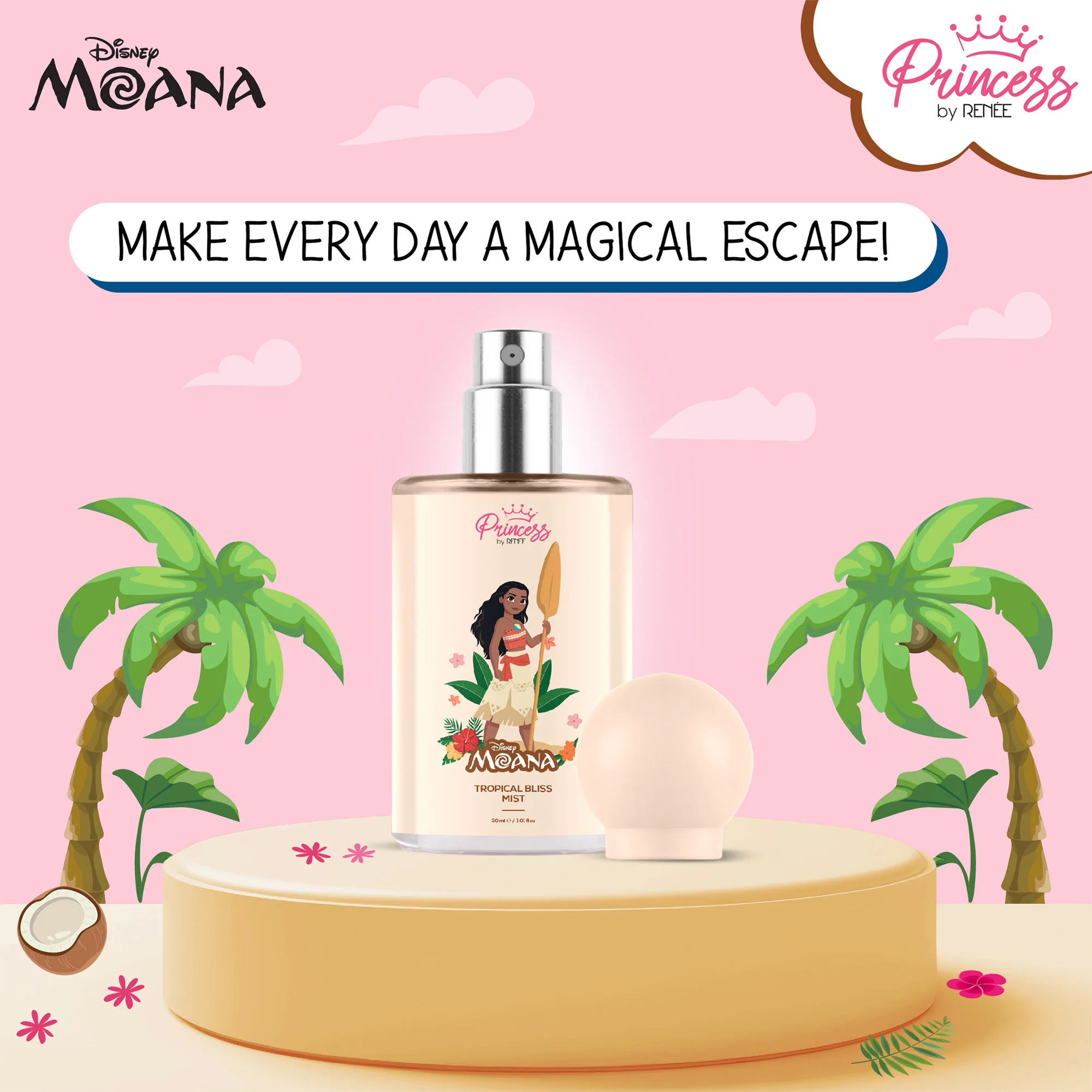 Cloudshine Lip Gloss & Moana Tropical Bliss Fragrance Mist Combo For Preteens, By Princess By RENEE - Image 4