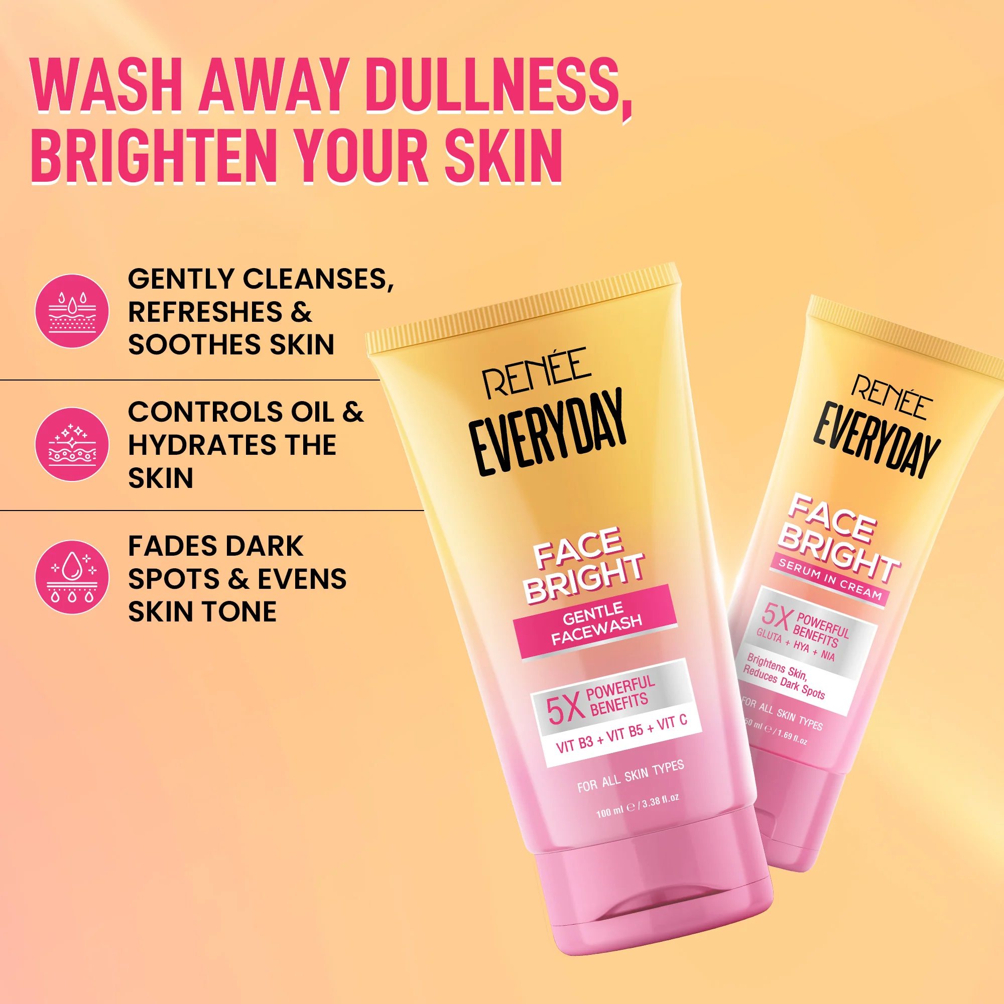 Go Bright 3-in-1 Skincare Set – Facewash, Scrub Soap & Face Cream for Glowing, Even-Toned & Tan-Free Skin - Image 3