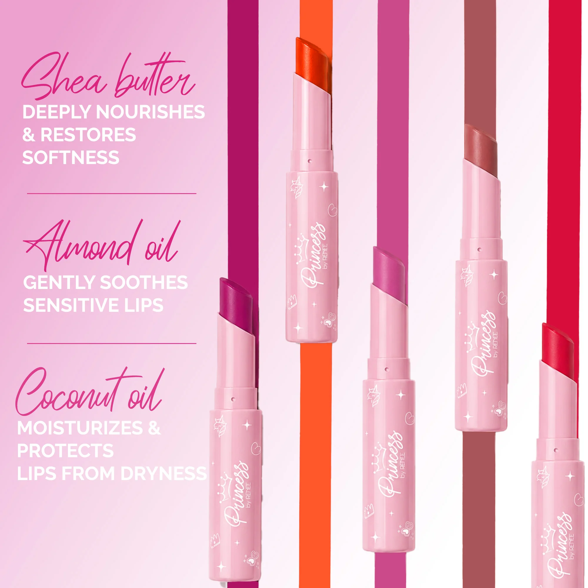 Lippieland Lipstick Set Of 5 For Kids & Preteens By Princess By RENEE - Image 5