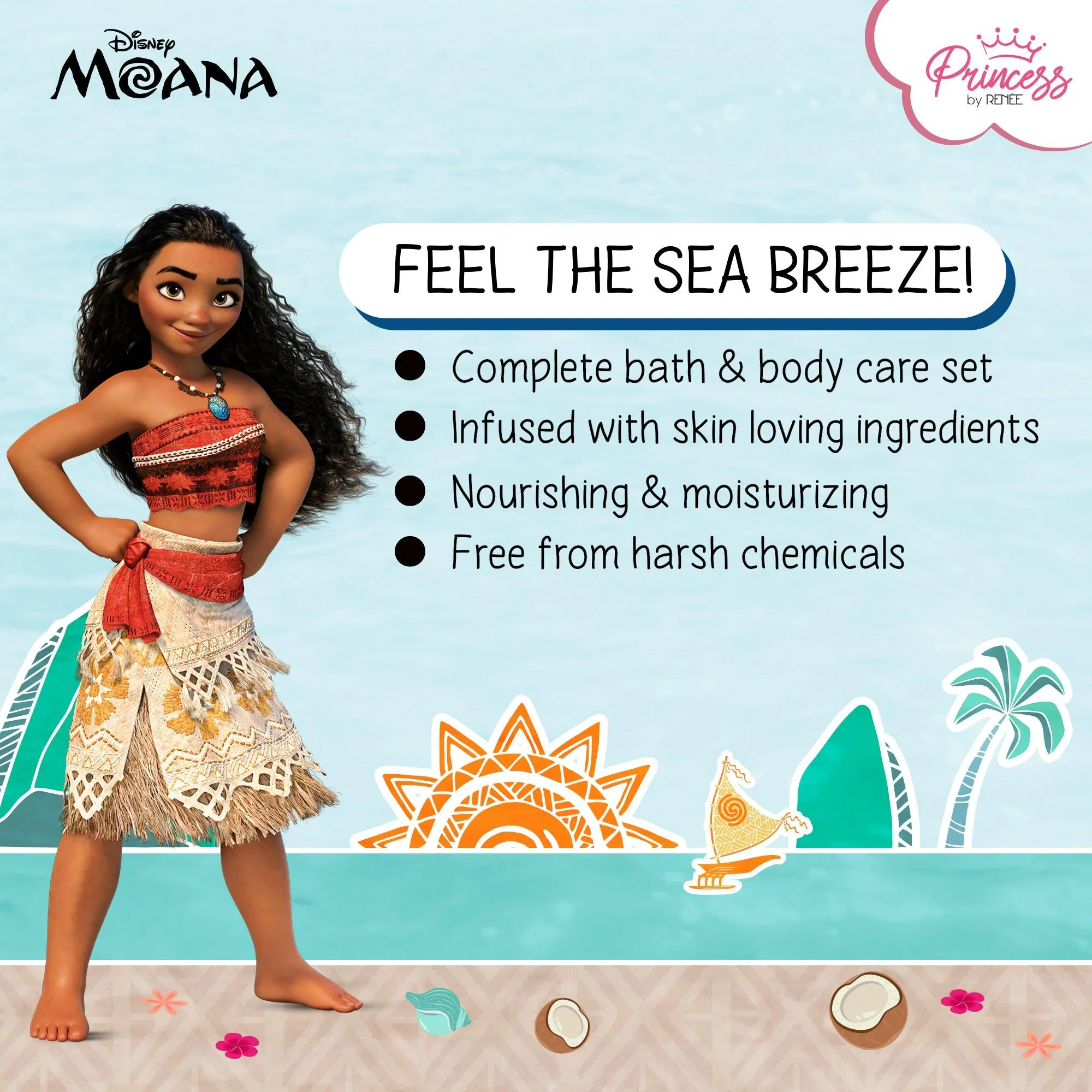 Moana Bath & Body Care Set - Disney Princess By RENEE - Image 3