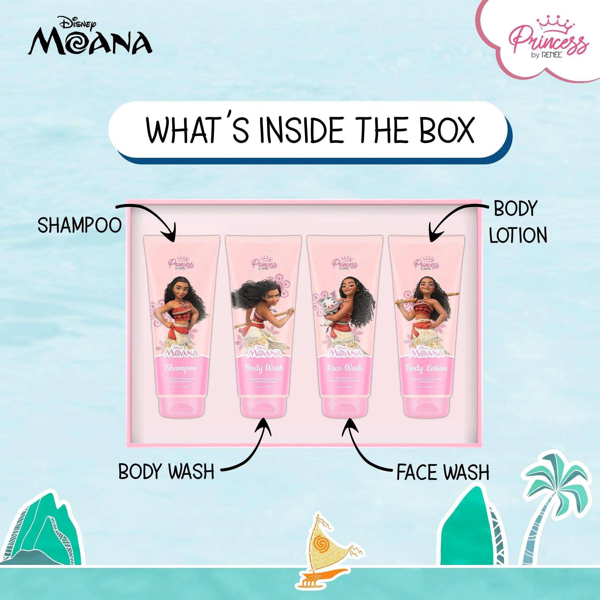 Moana Bath & Body Care Set - Disney Princess By RENEE - Image 4