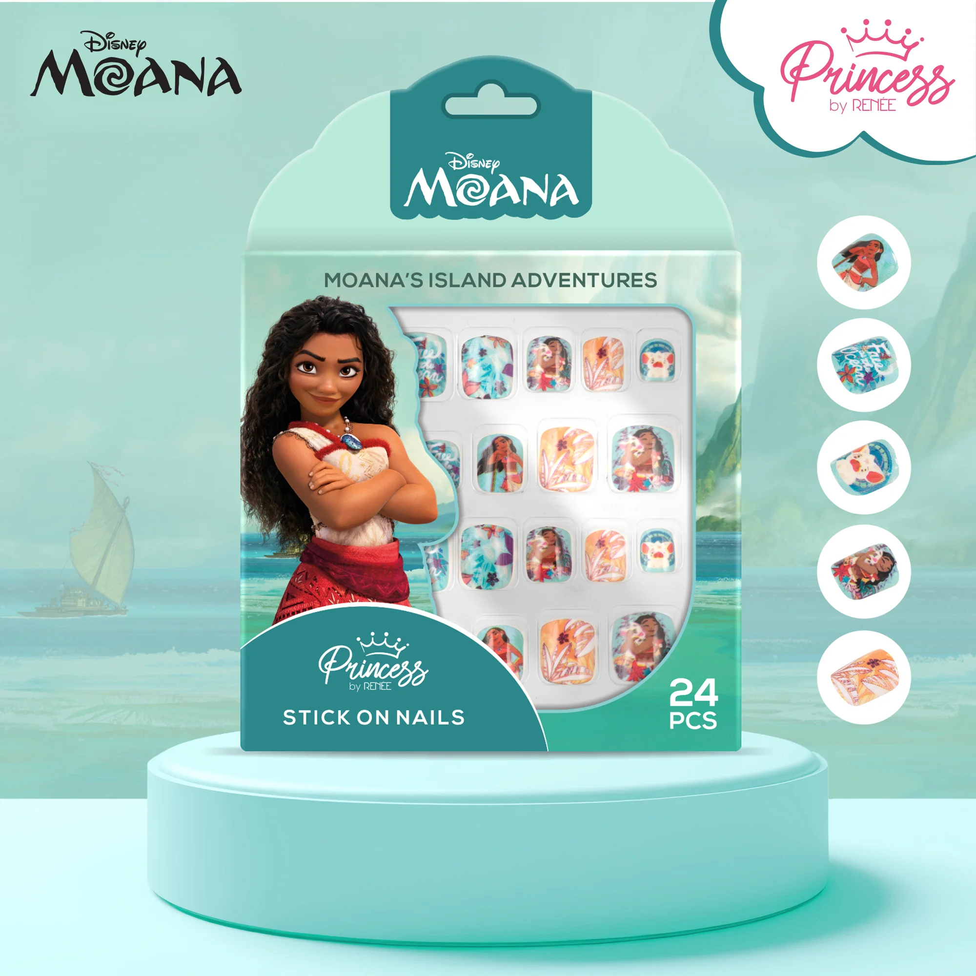 Disney Moana’s Tropical Trio Nail & Lip Beauty Set For Preteens by Princess by RENEE - Image 4