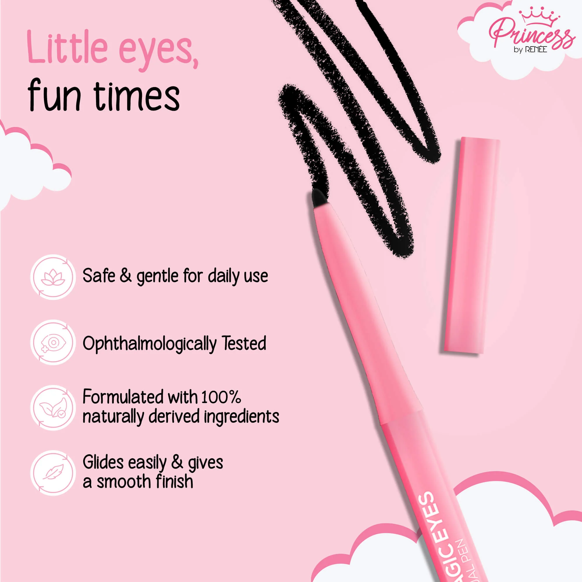 Magic Eyes Kajal Pen For Preteens, Safe & 100% Naturally Derived Ingredients, Ophthalmologically Tested by Princess by RENEE , 0.35 g - Image 23