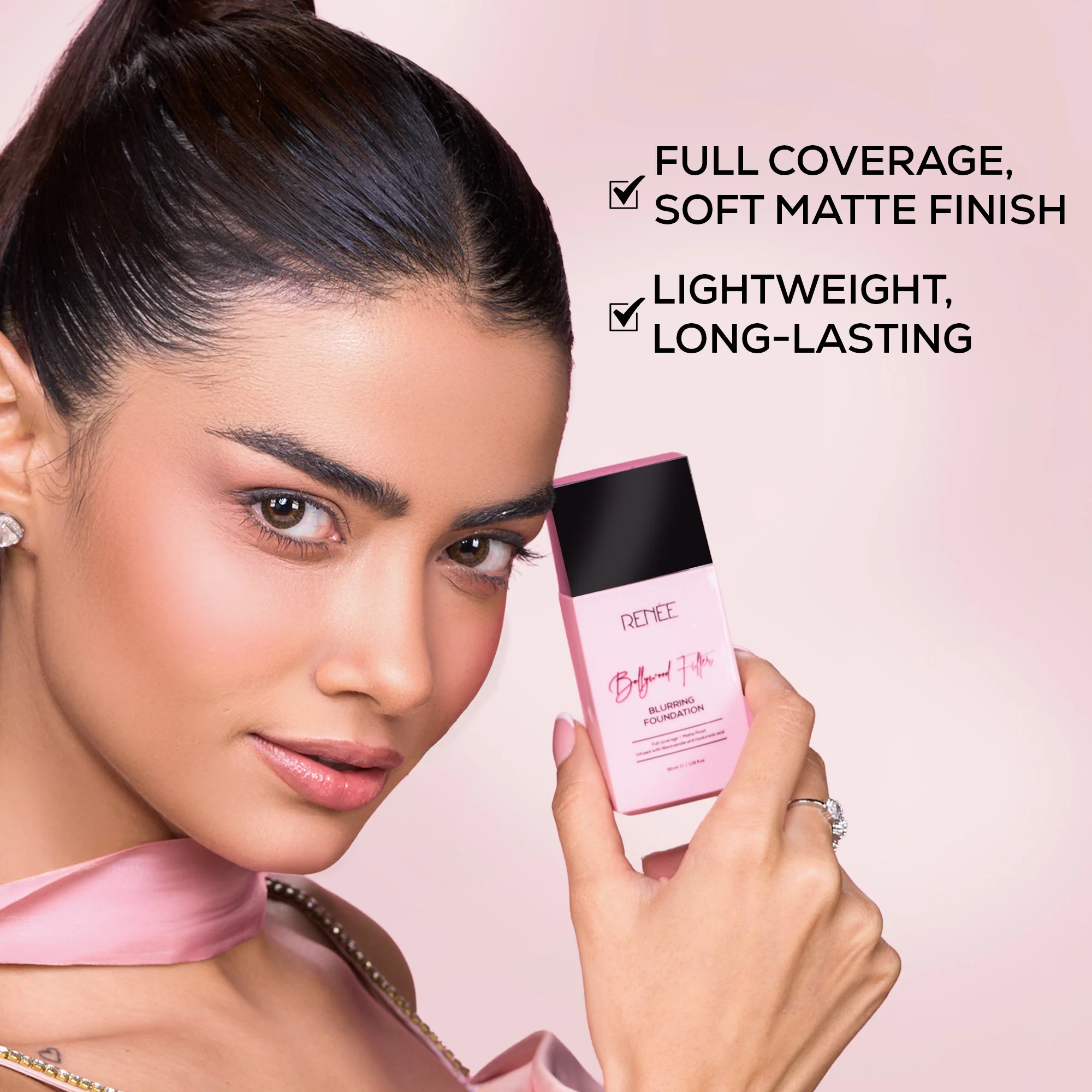RENEE Bollywood Filter Pore Minimising Blurring Liquid Foundation With Matte Finish & Full Coverage, 30 ml - Image 44