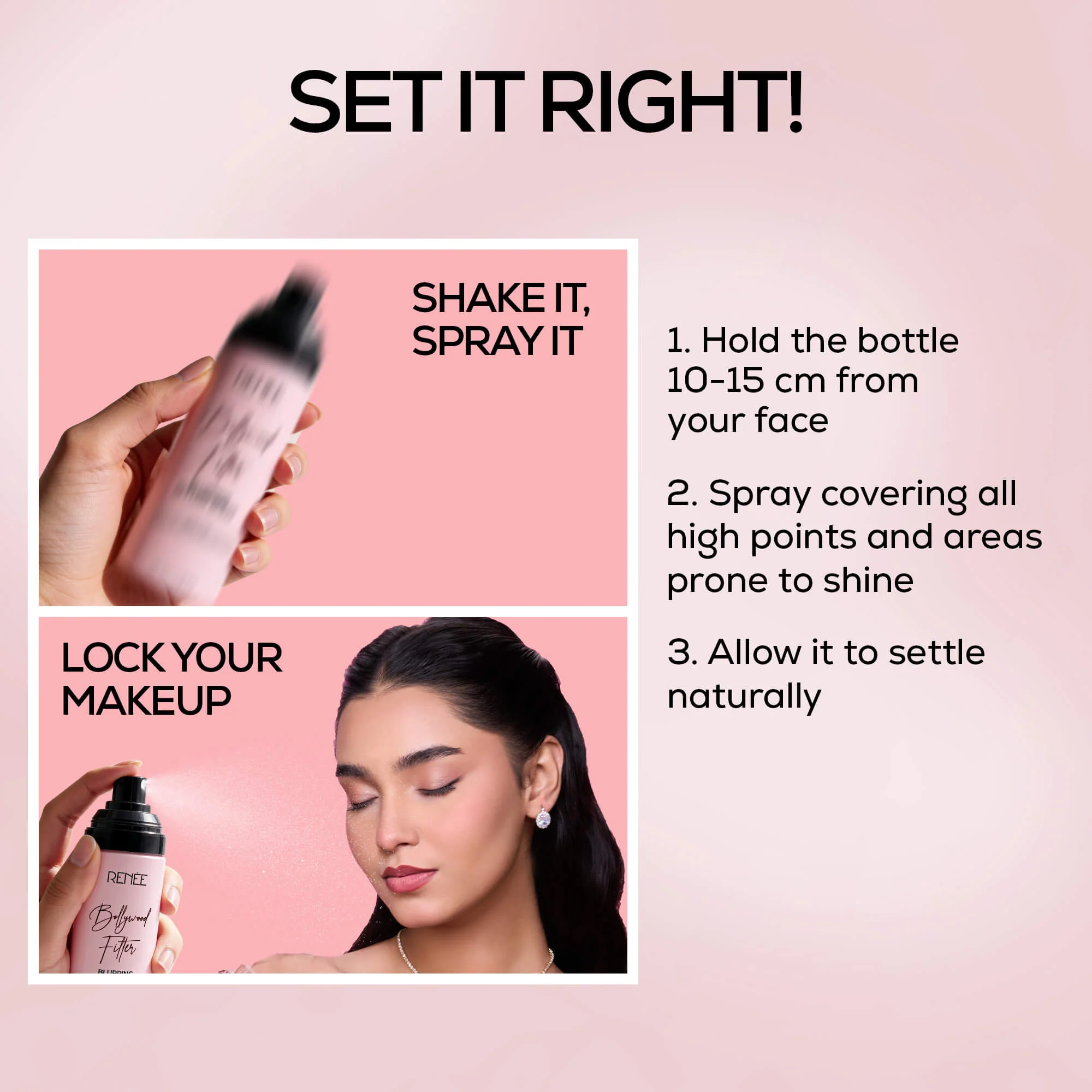 RENEE Bollywood Filter Blurring Setting Spray For Face With Matte Finish, 100ml - Image 3