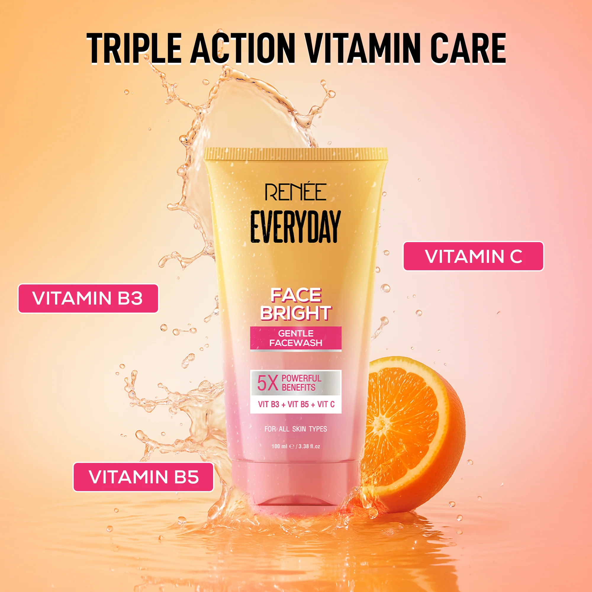 RENEE Everyday Face Bright Gentle Facewash + Serum in Cream Combo of 2 - Image 9