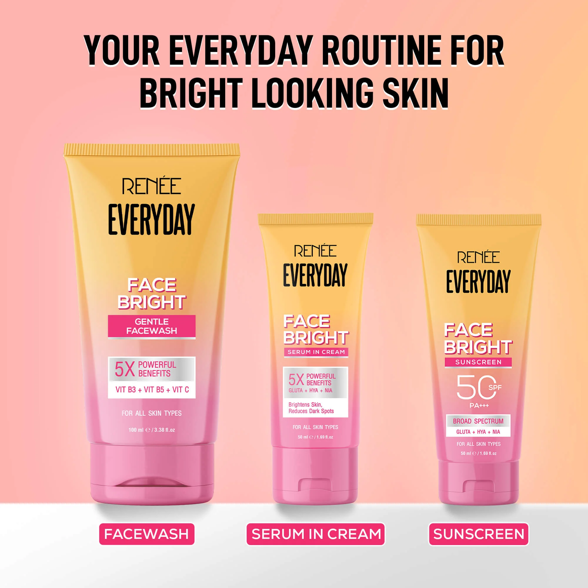 RENEE Everyday Face Bright Gentle Facewash + Serum in Cream Combo of 2 - Image 22