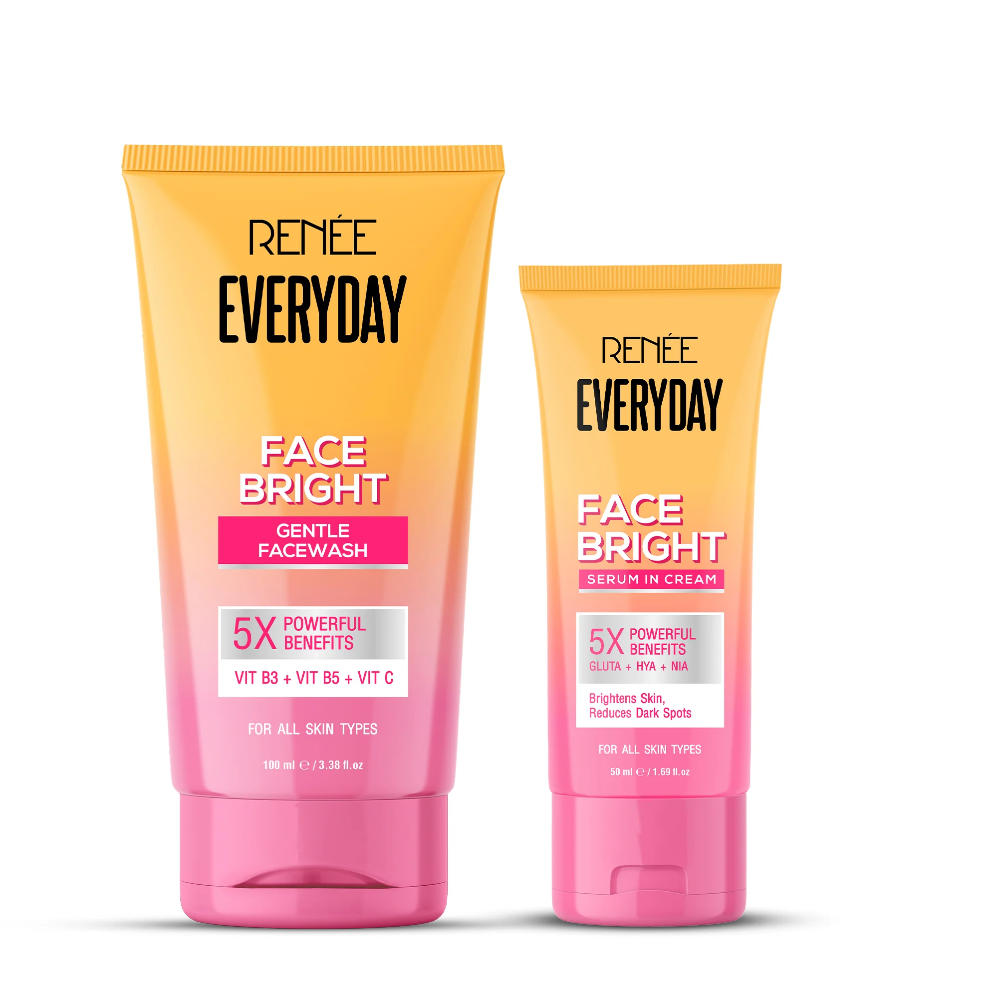 RENEE Everyday Face Bright Gentle Facewash + Serum in Cream Combo of 2