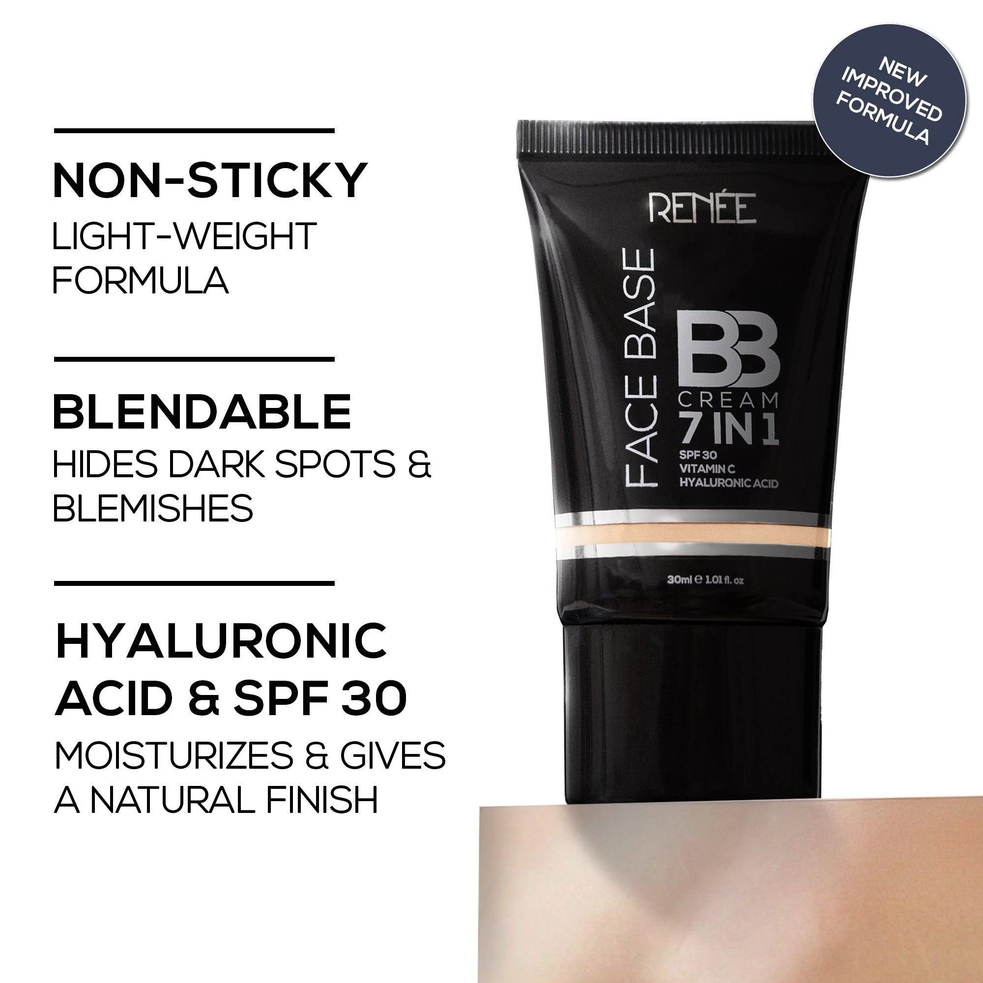 RENEE Face Base 7 in 1 BB Cream with SPF 30, Hyaluronic Acid & Vitamin C, 30 ml - Image 12