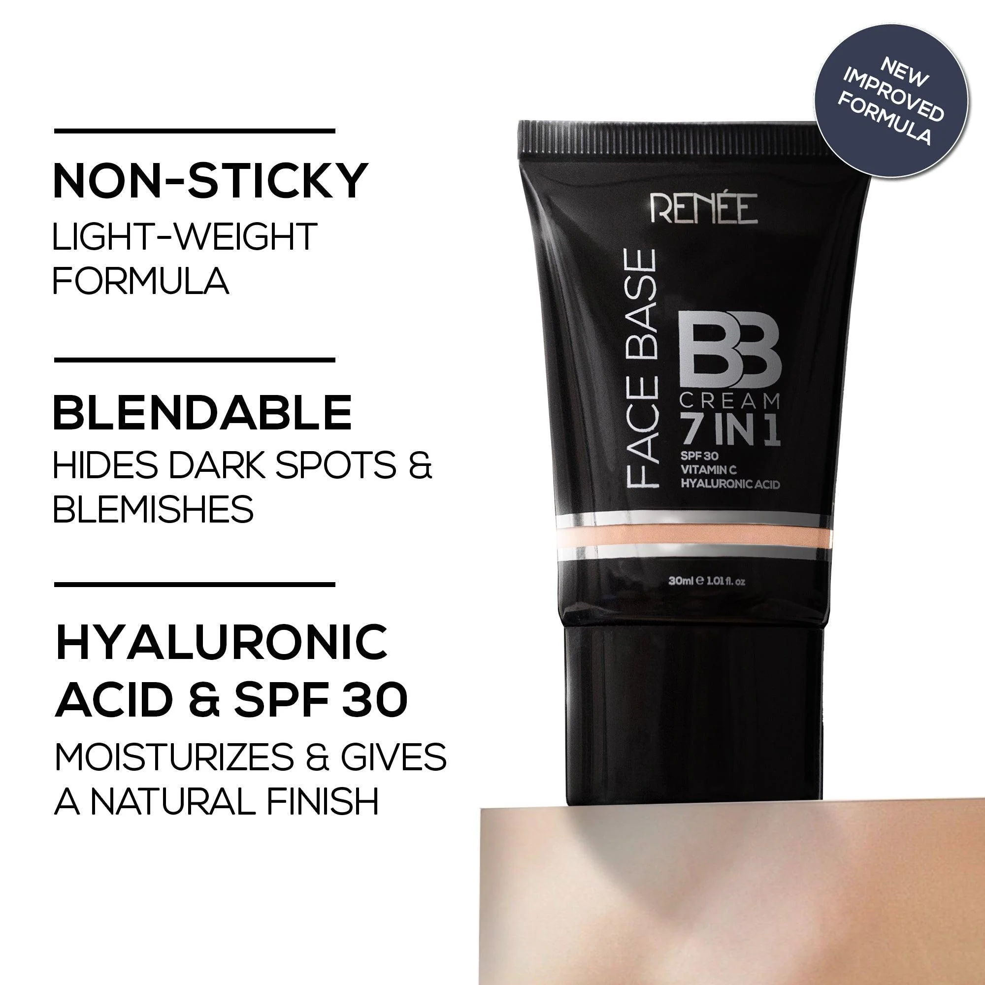 RENEE Face Base 7 in 1 BB Cream with SPF 30, Hyaluronic Acid & Vitamin C, 30 ml - Image 39
