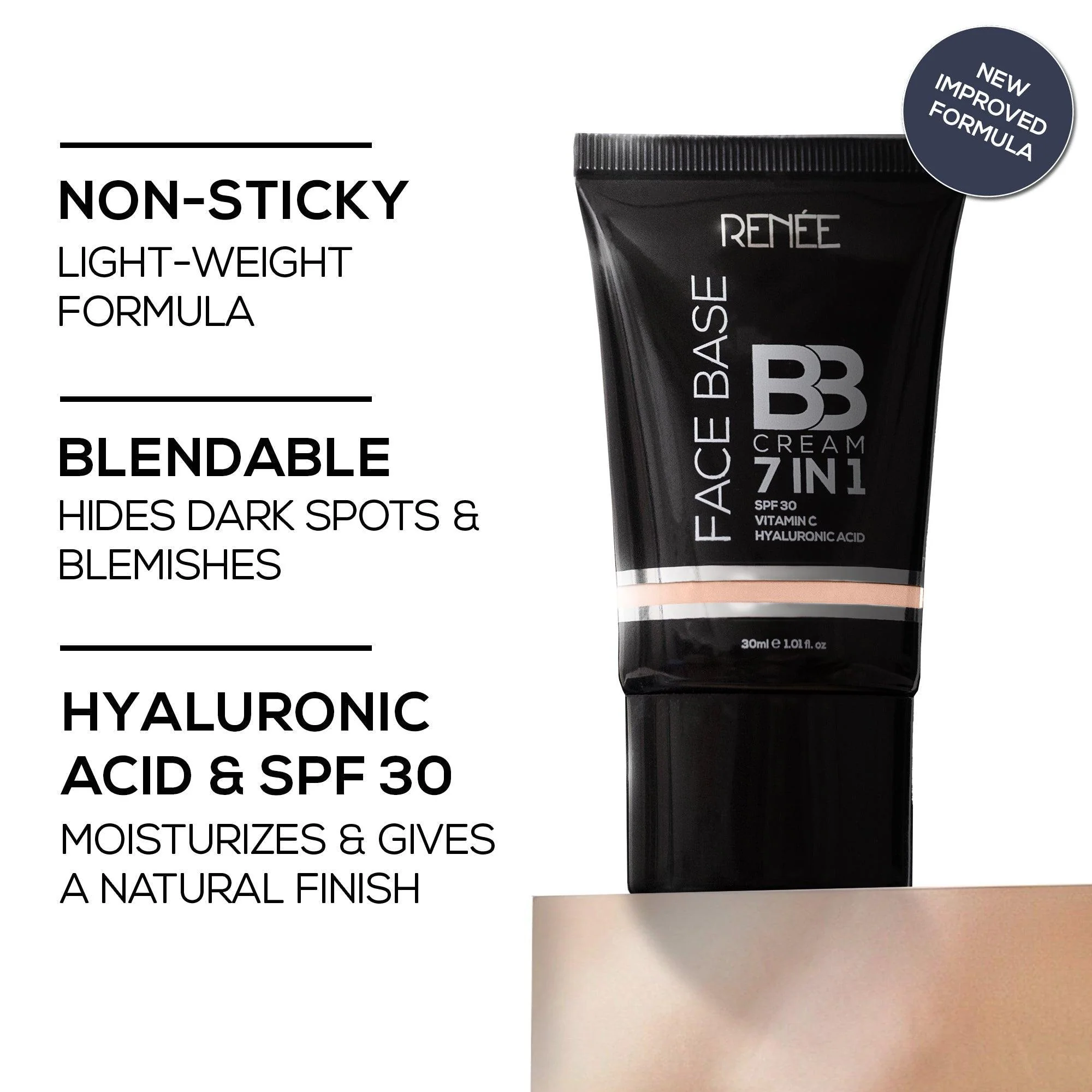 RENEE Face Base 7 in 1 BB Cream with SPF 30, Hyaluronic Acid & Vitamin C, 30 ml - Image 57
