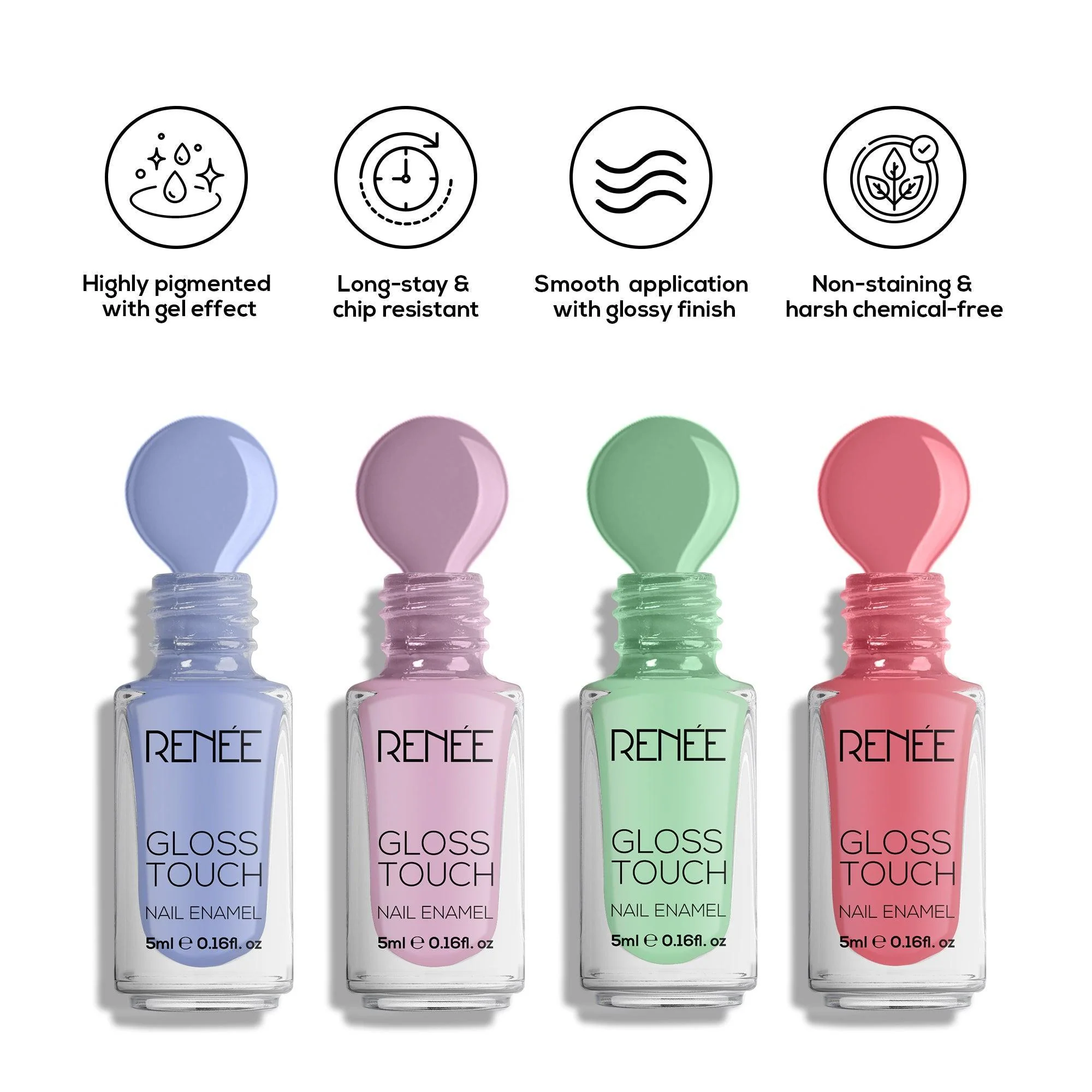 RENEE Gloss Touch Set of 4 Nail Enamels, 5 ml each - Image 17