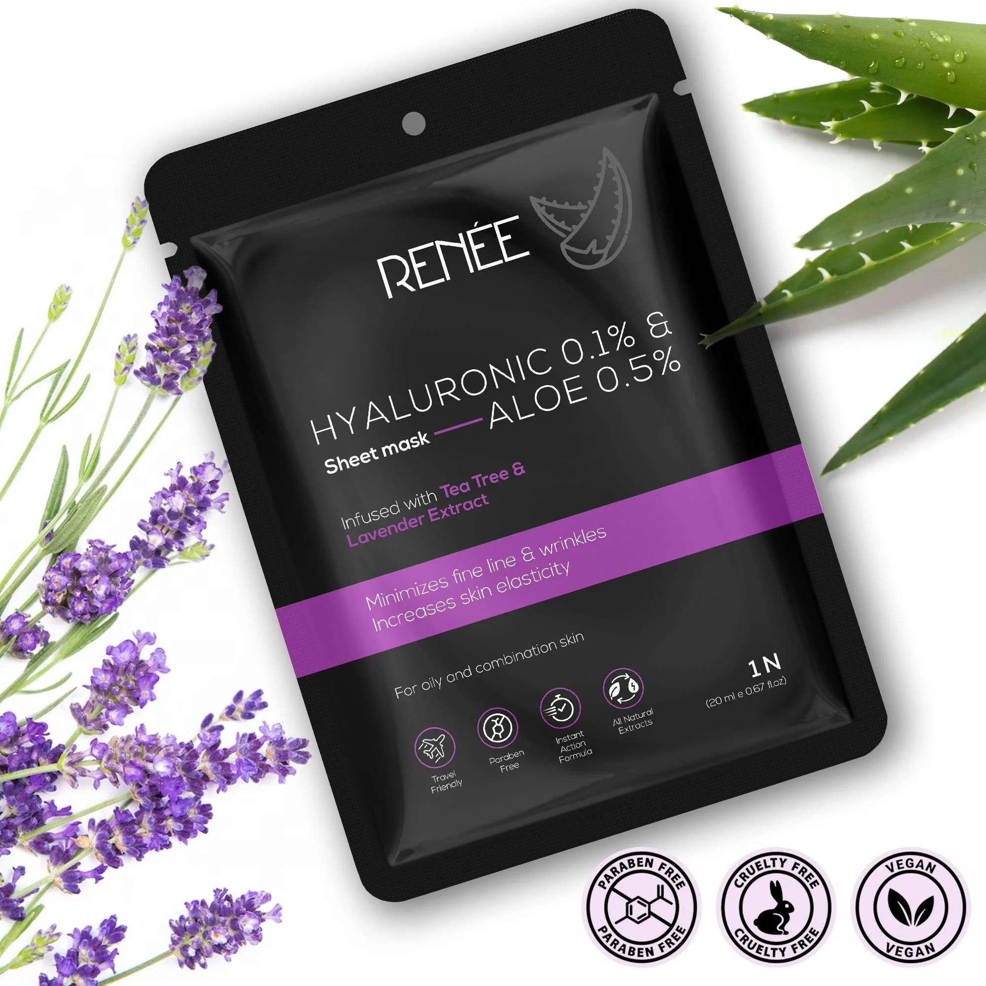RENEE Hyaluronic Acid & Aloe Sheet Mask, 20 ml - Image 5