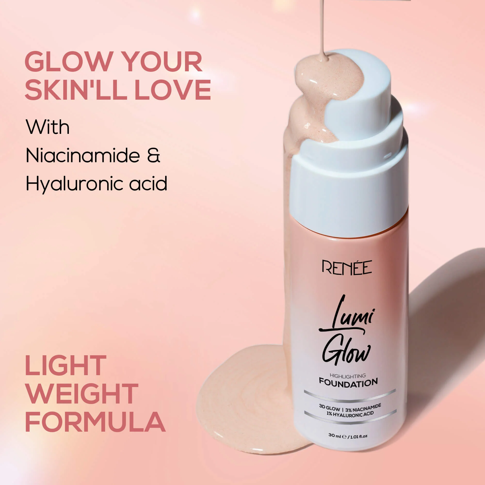 RENEE Lumi Glow Highlighting Liquid Foundation With Dewy Finish, Buildable Coverage & 3D Glow, 30 ml - Image 29