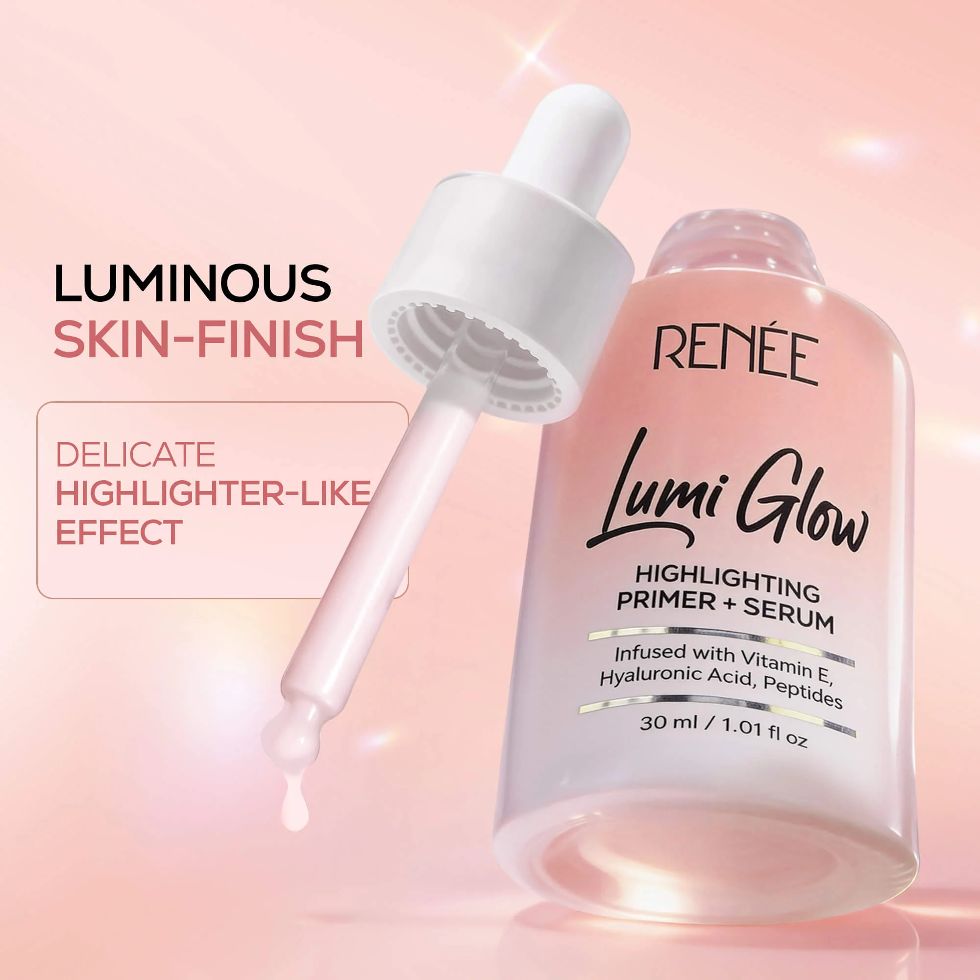 RENEE Lumi Glow Highlighting Primer + Serum With Hyaluronic Acid For Luminous & 3D Glow, 30ml - Image 5