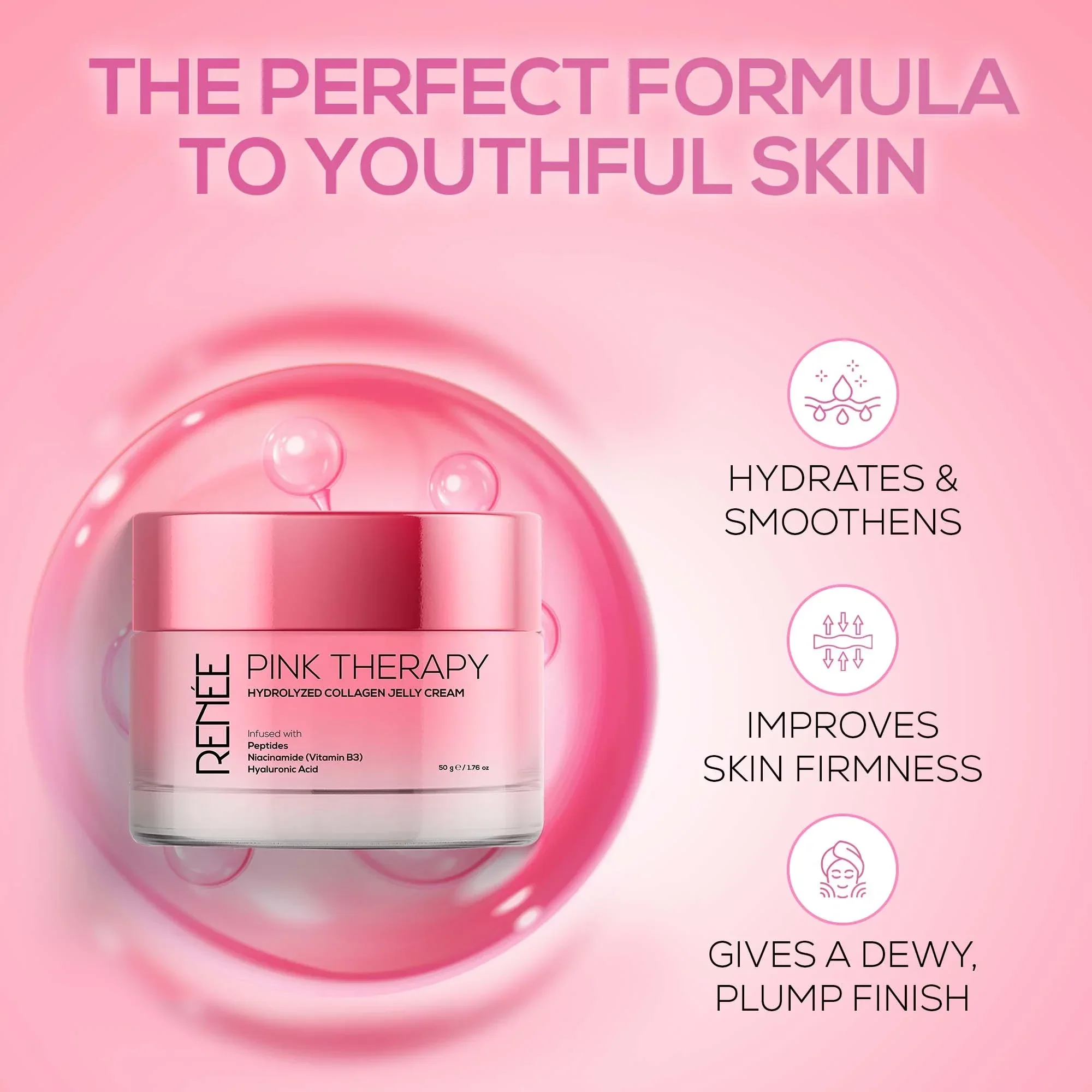RENEE Pink Therapy Hydrolyzed Collagen Jelly Cream For Anti-Aging & Hydrated Skin - Image 5