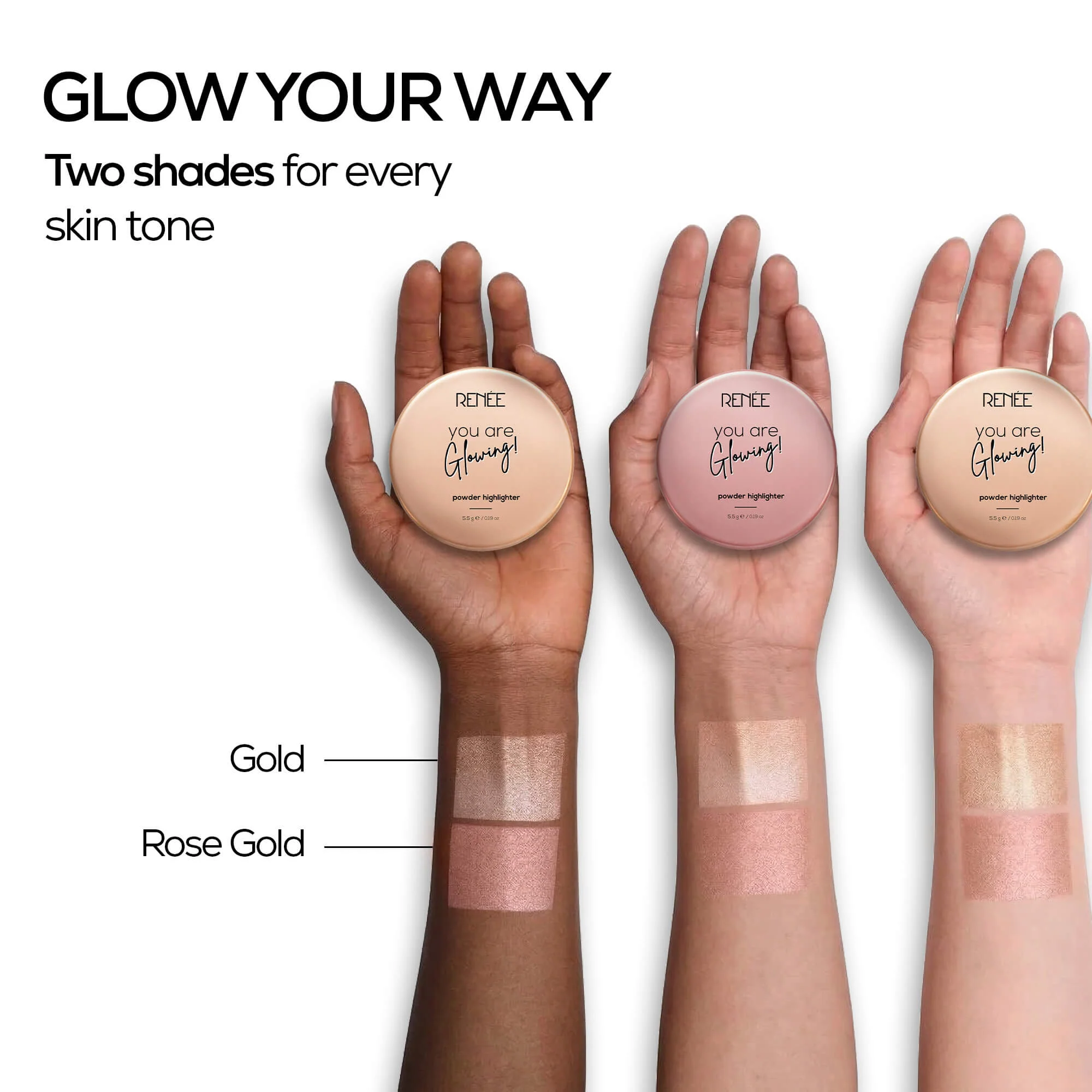 RENEE You Are Glowing Powder Highlighter With Luminous Shine, 5.5g - Image 14